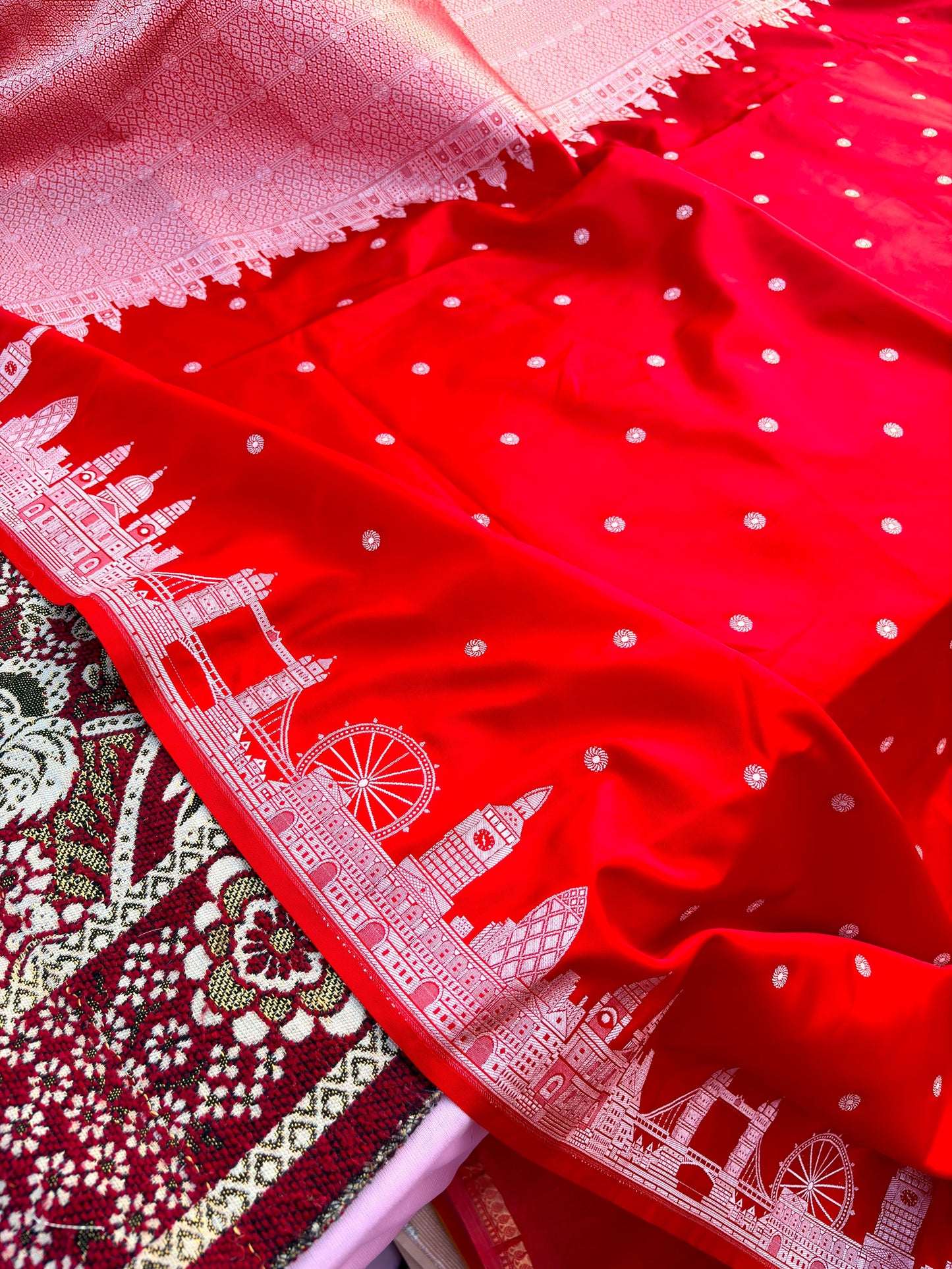 London Skyline Banarasi Mashru Silk Saree | Limited Edition