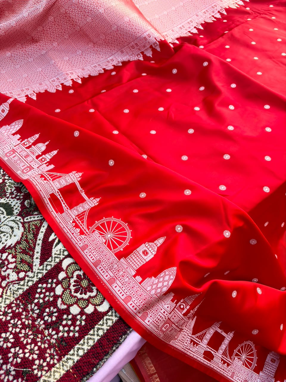 London Skyline Banarasi Mashru Silk Saree | Limited Edition