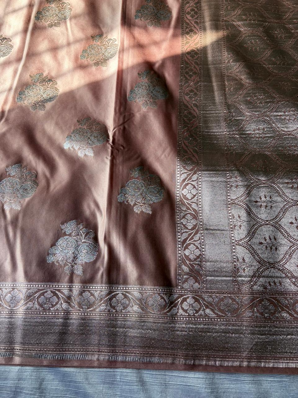 Camel Copper Sona Rupa Mashru Silk Saree | Double Zari | Banarasi Handloom