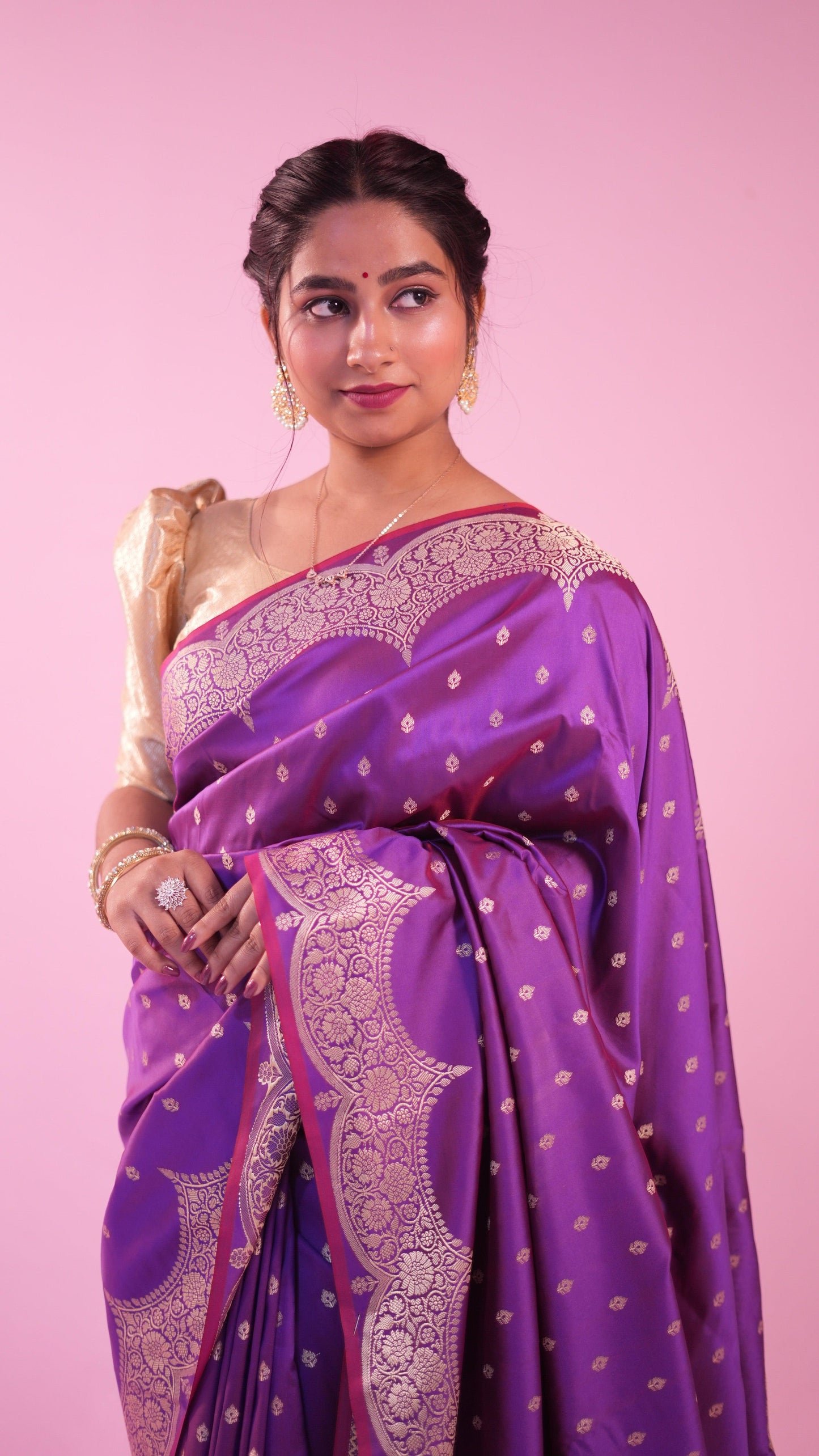 Banarasi rang kart saree