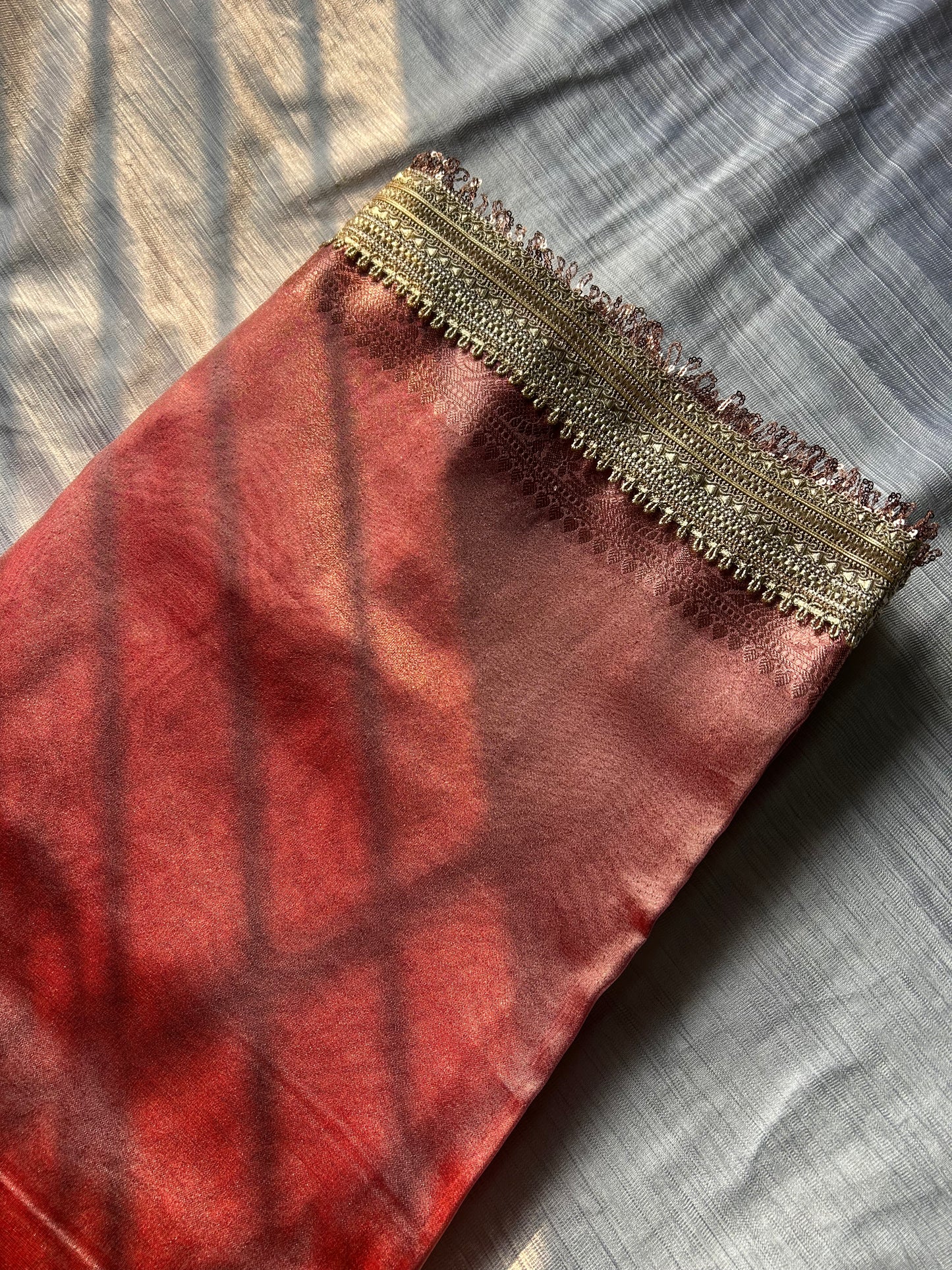 sari de seda de pañuelo rojo bollywood senset
