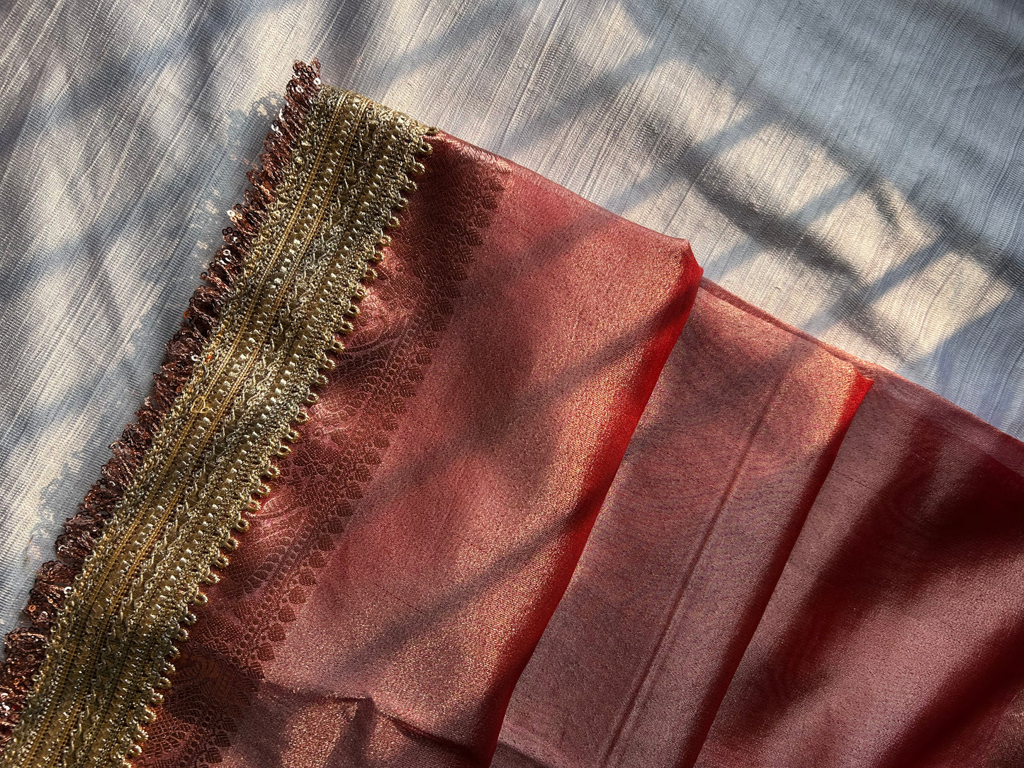 sari de seda de pañuelo rojo bollywood senset