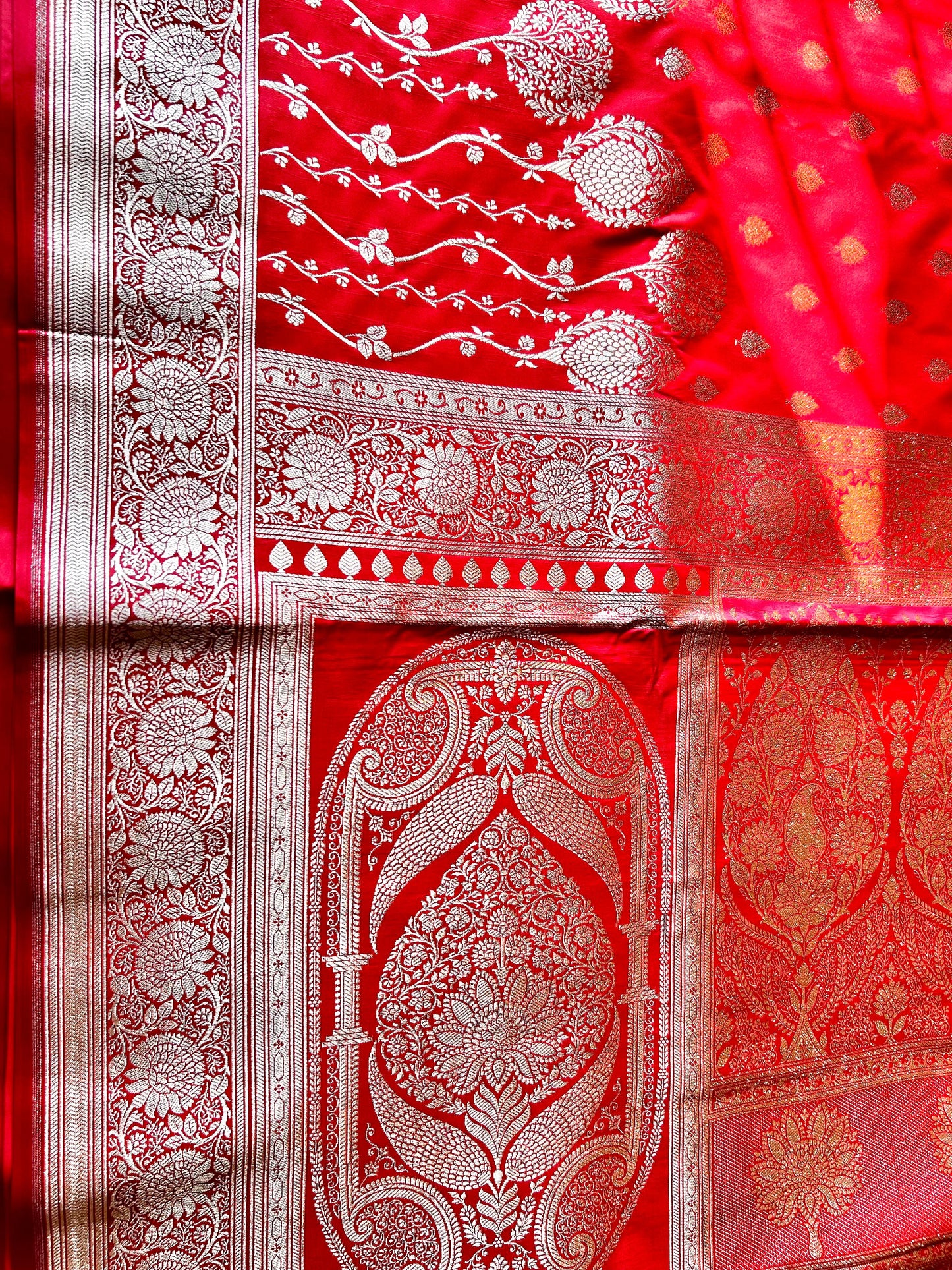 Banarasi Red Katan Satin Silk Lehenga Pattern Saree