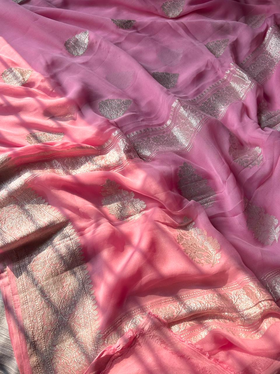 khadi pure Georgette baby pink