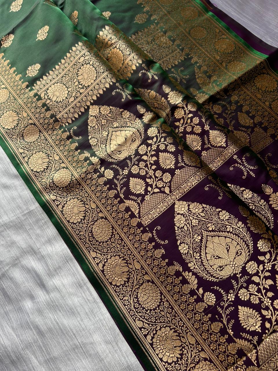 Royal Blueberry Satin Silk Banarasi Saree