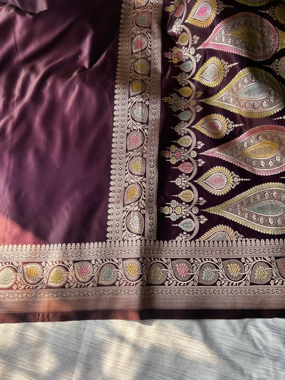 Hath Rang Chocolate Color Mahsru Silk Saree