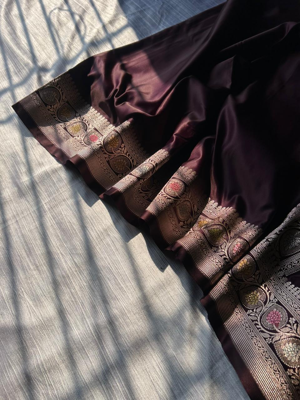 Hath Rang Chocolate Color Mahsru Silk Saree