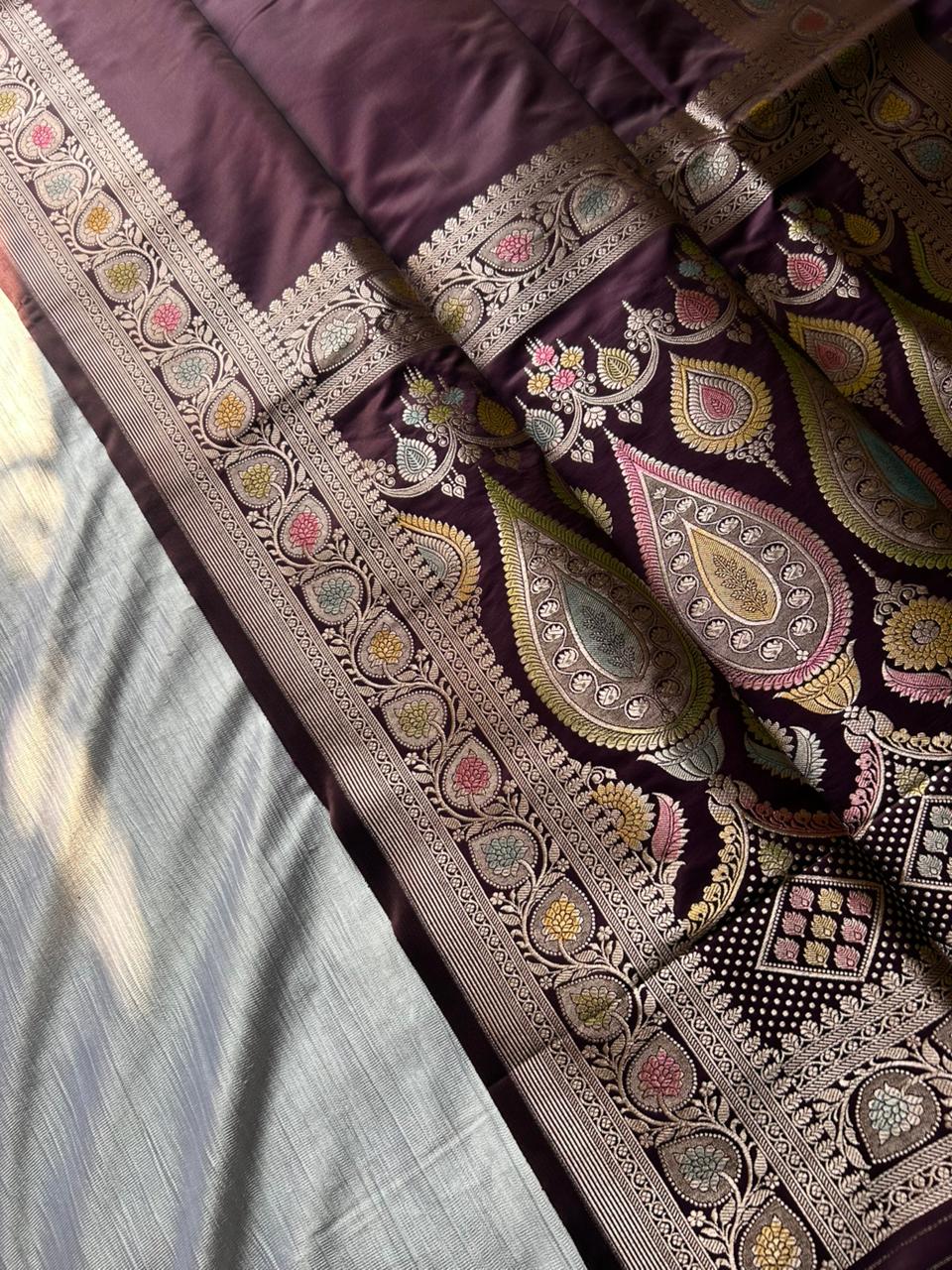 Hath Rang Chocolate Color Mahsru Silk Saree