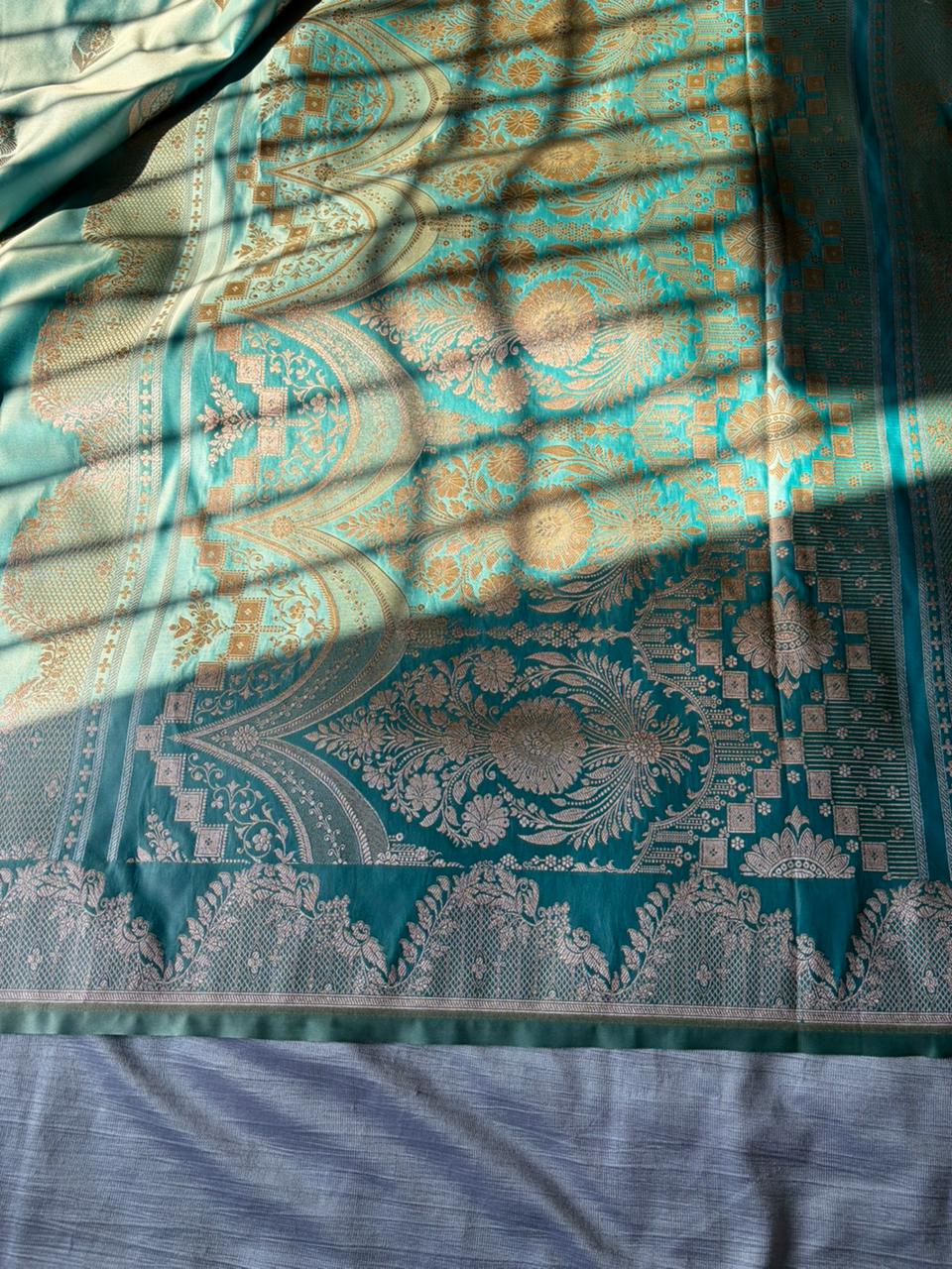 Ice Blue Sona Rupa Saree In Premium Mashru Silk