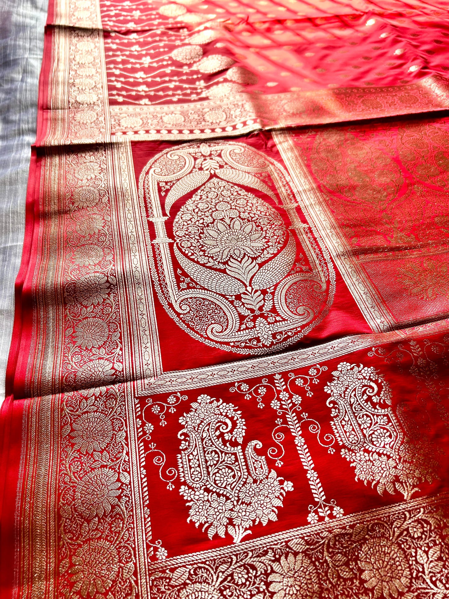 Banarasi Red Katan Satin Silk Lehenga Pattern Saree