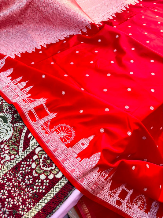 London Skyline Banarasi Mashru Silk Saree | Limited Edition