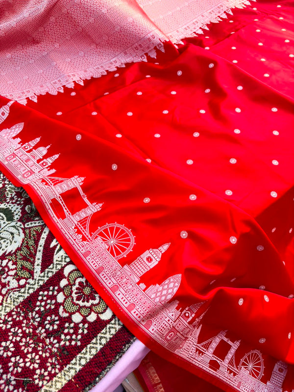 London Skyline Banarasi Mashru Silk Saree | Limited Edition