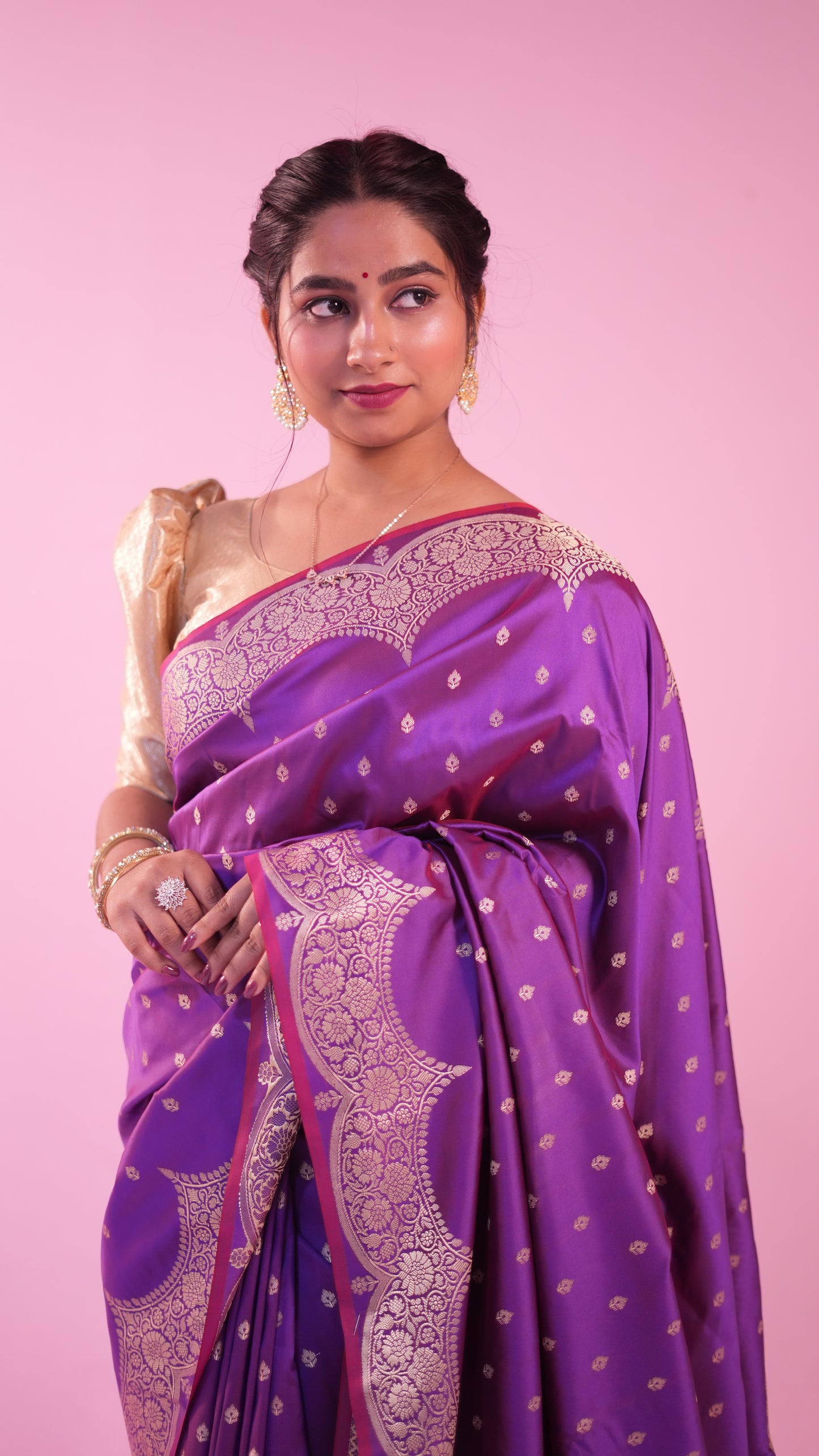 Banarasi rang kart saree