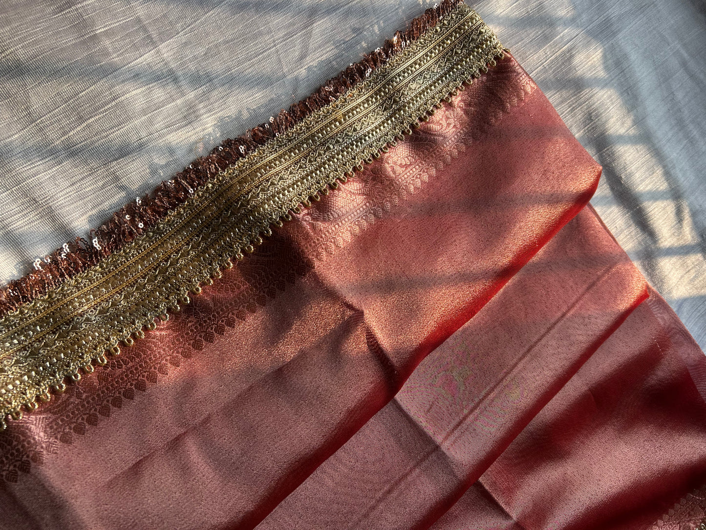 sari de seda de pañuelo rojo bollywood senset