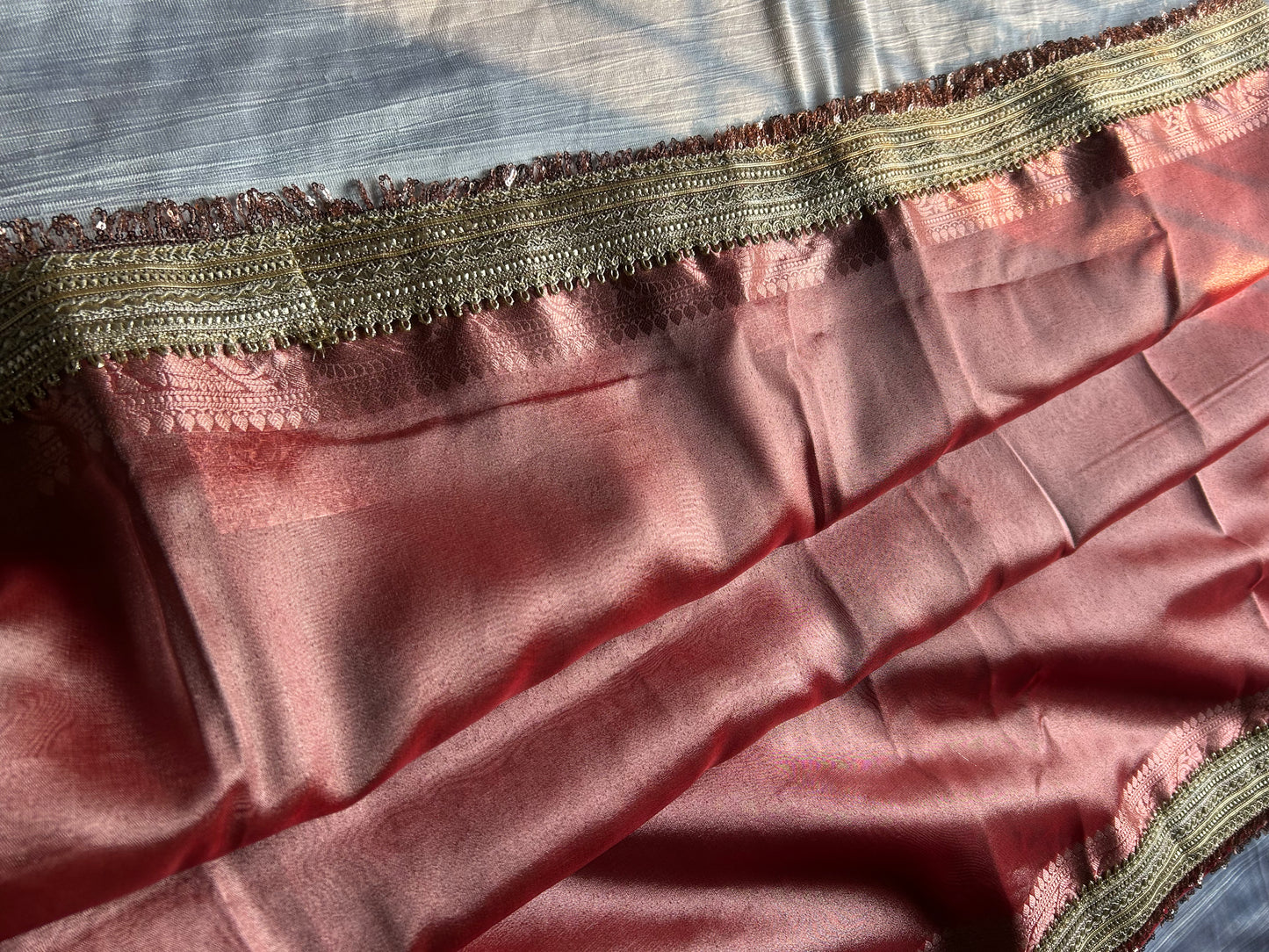sari de seda de pañuelo rojo bollywood senset