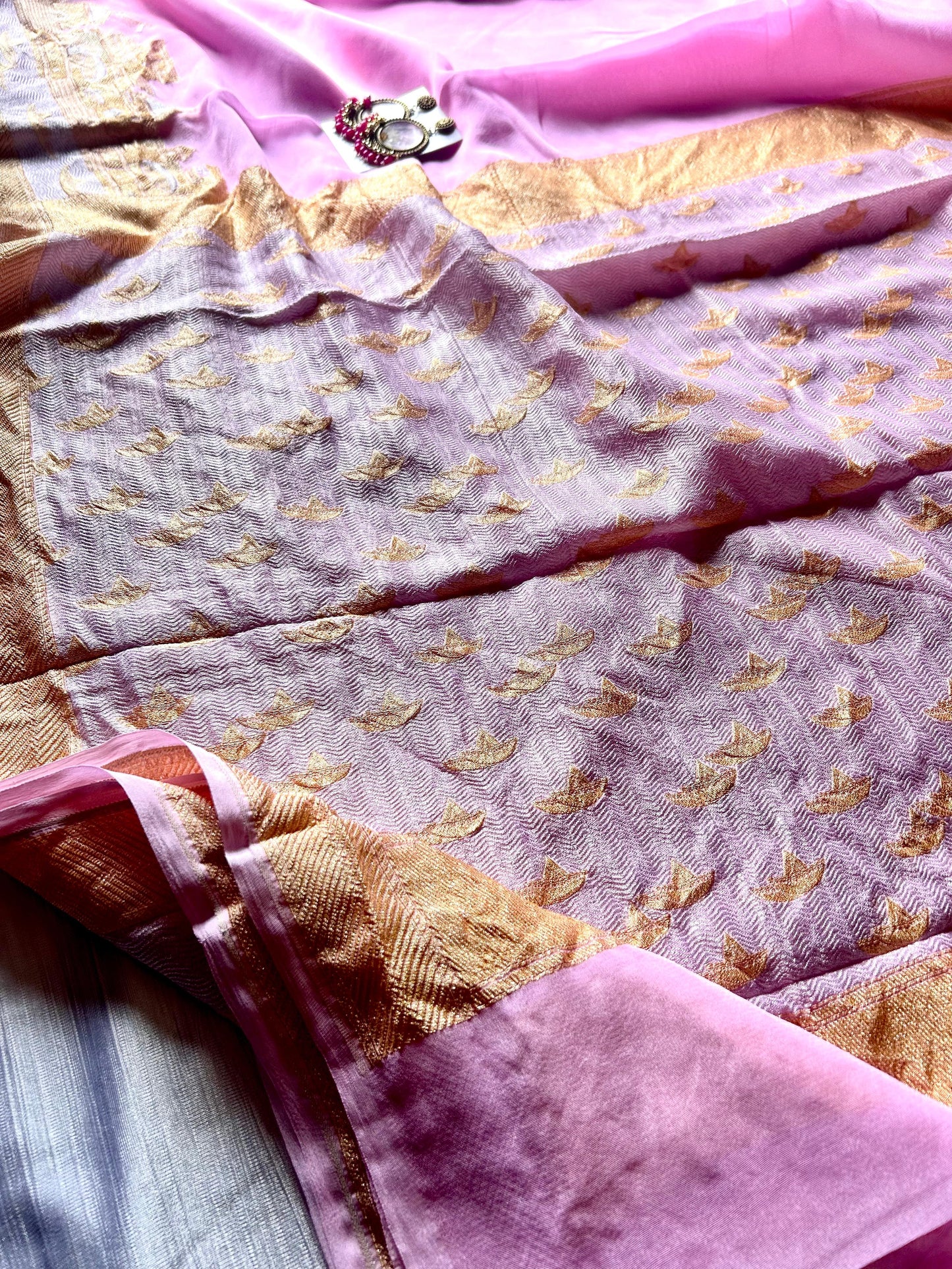 Banarasi Ghat Baby Pink Saree