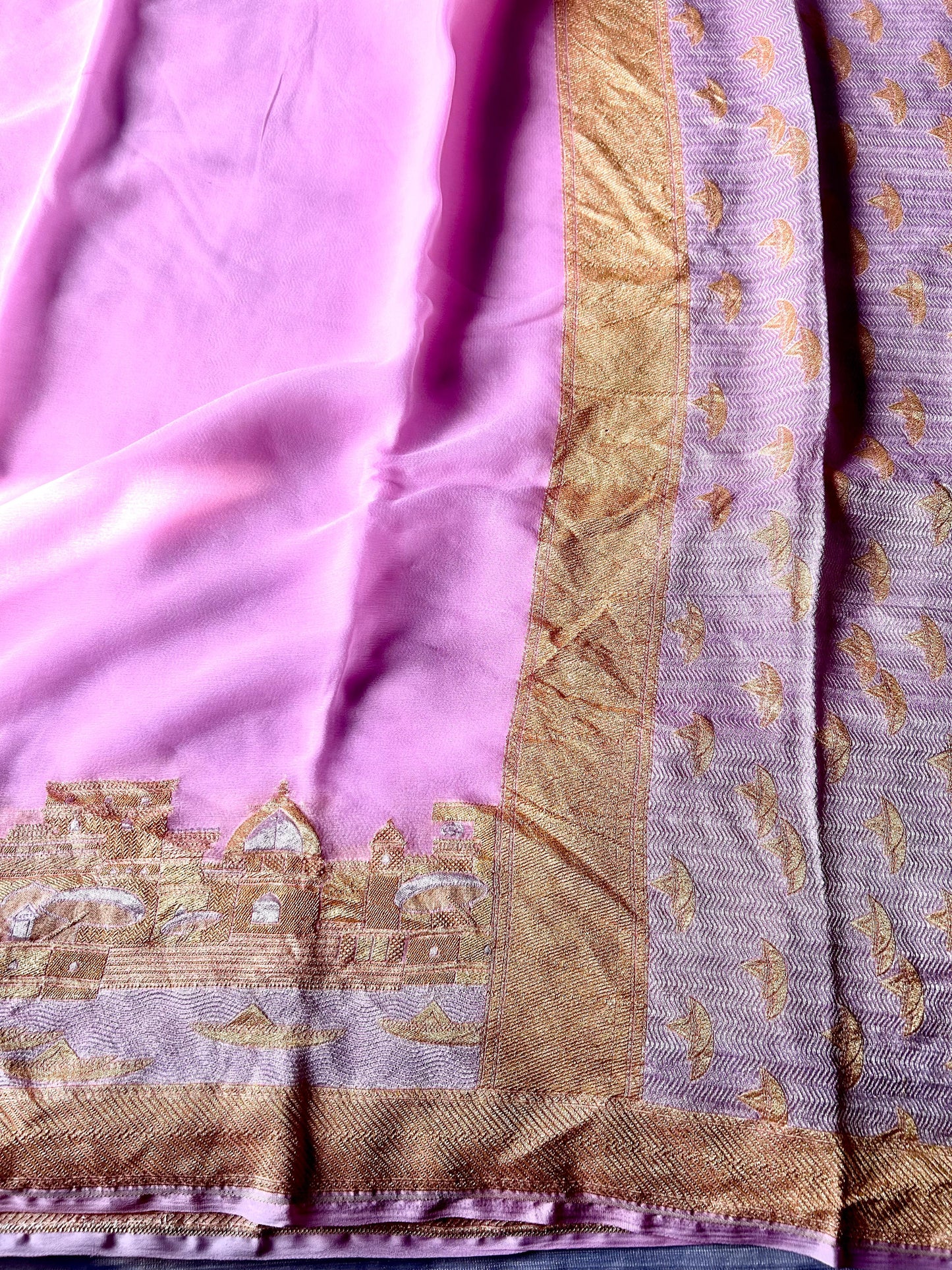 Banarasi Ghat Baby Pink Saree