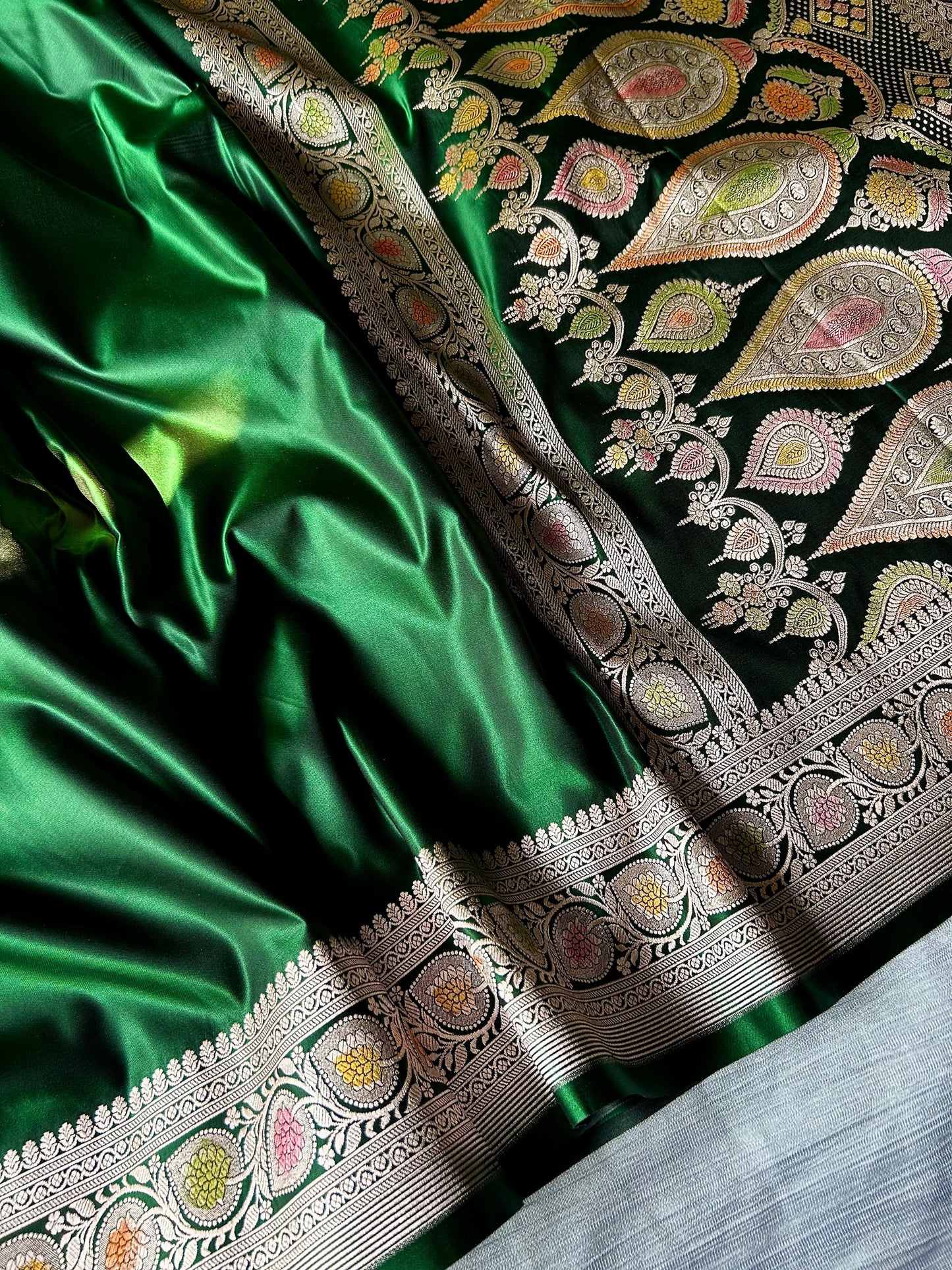 Elegant Bottle Green Saree