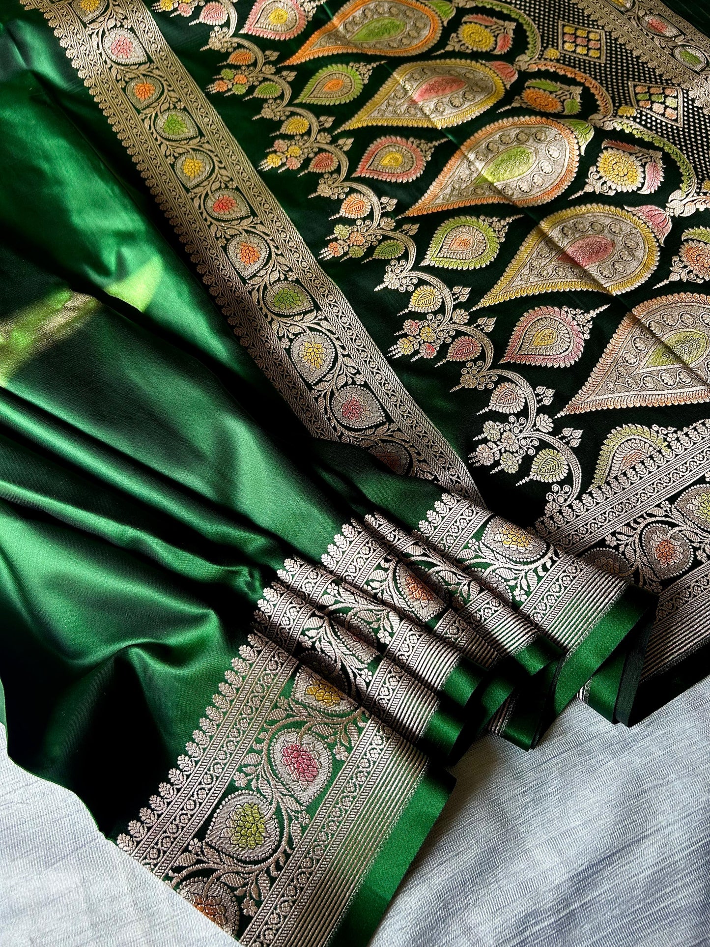 Elegant Bottle Green Saree