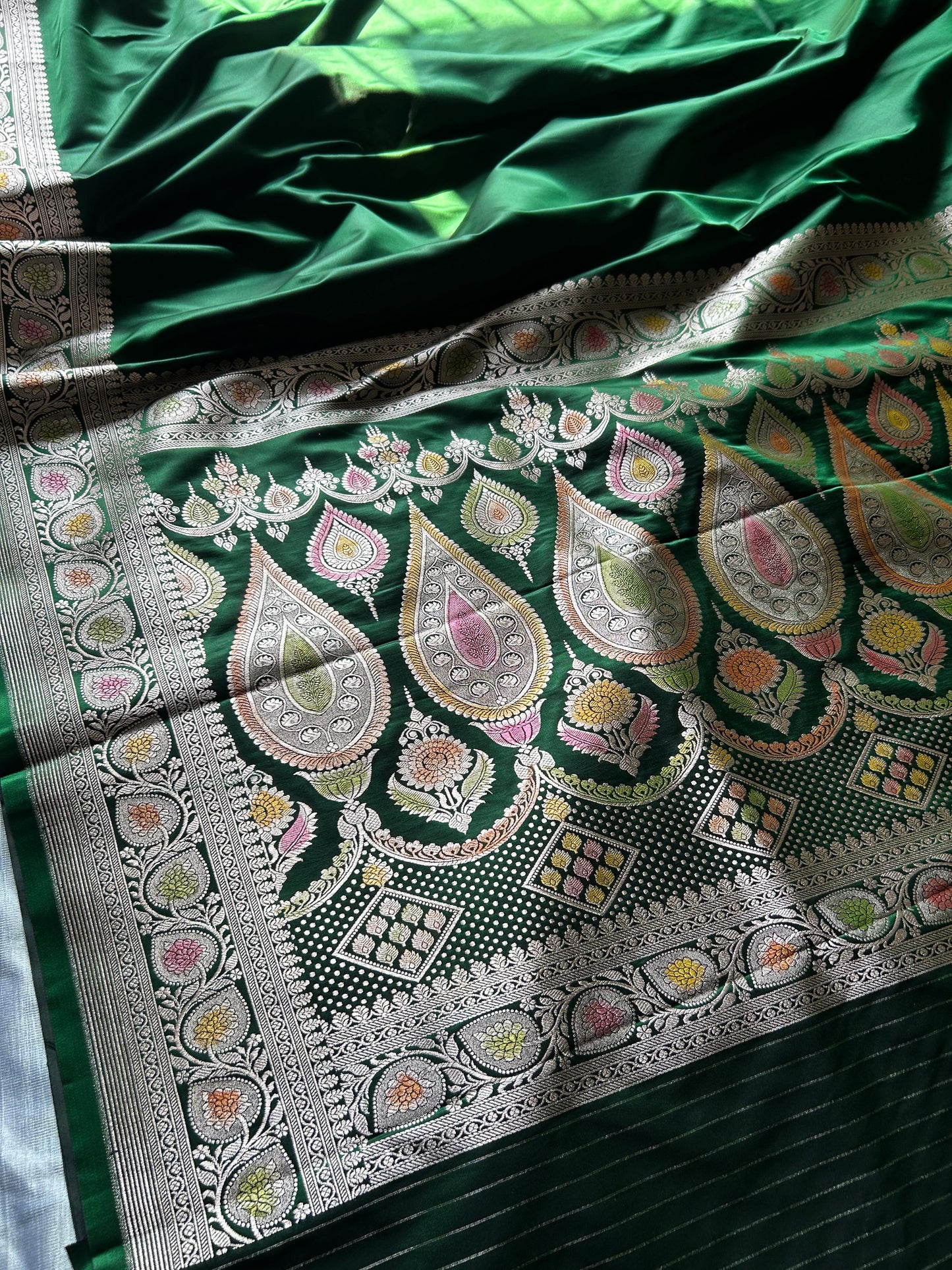Elegant Bottle Green Saree