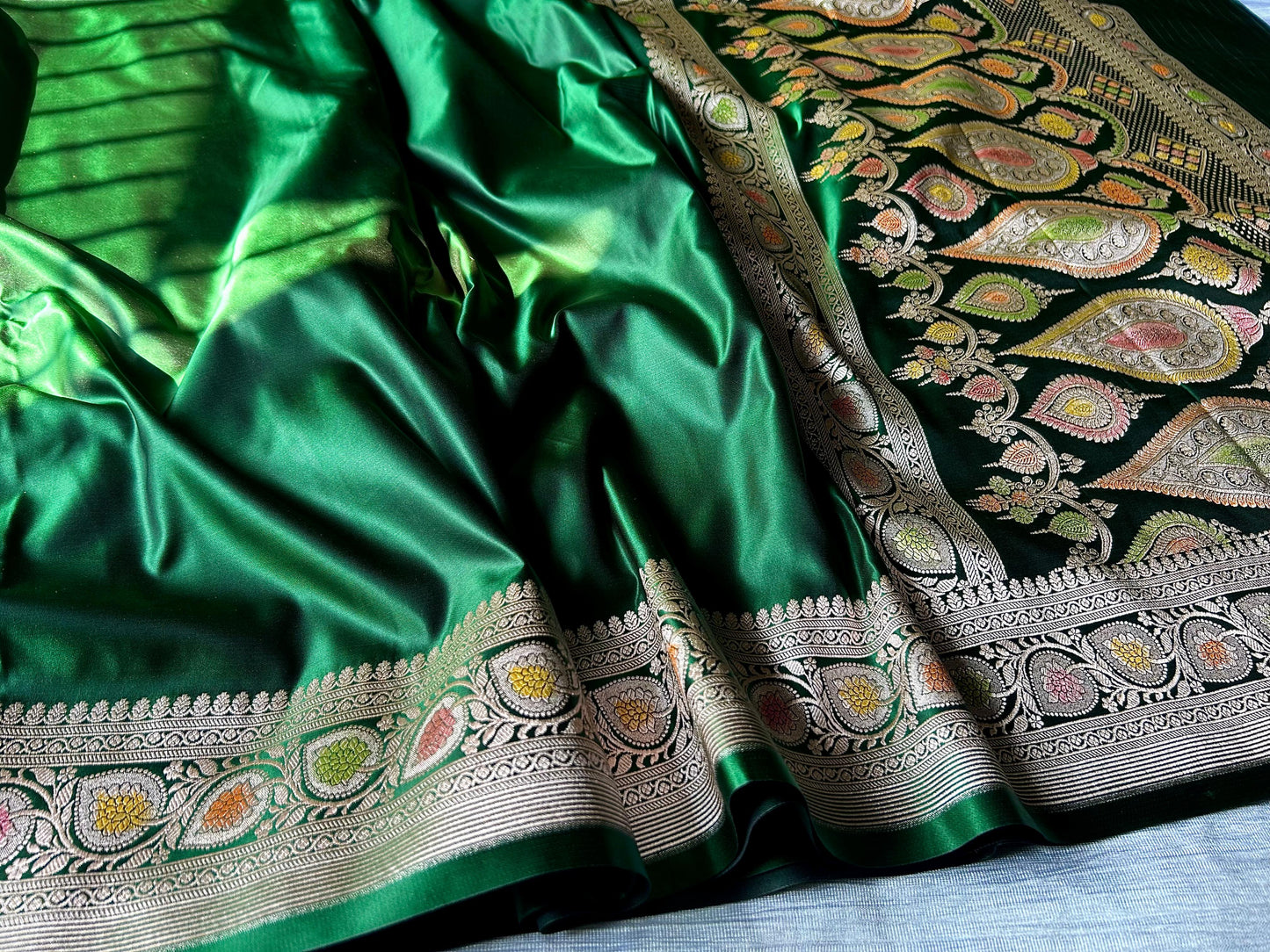 Elegant Bottle Green Saree