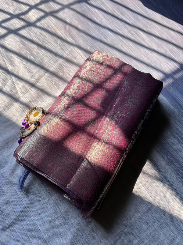 Baby Pink Tissue Banarasi Kanjivaram Saree