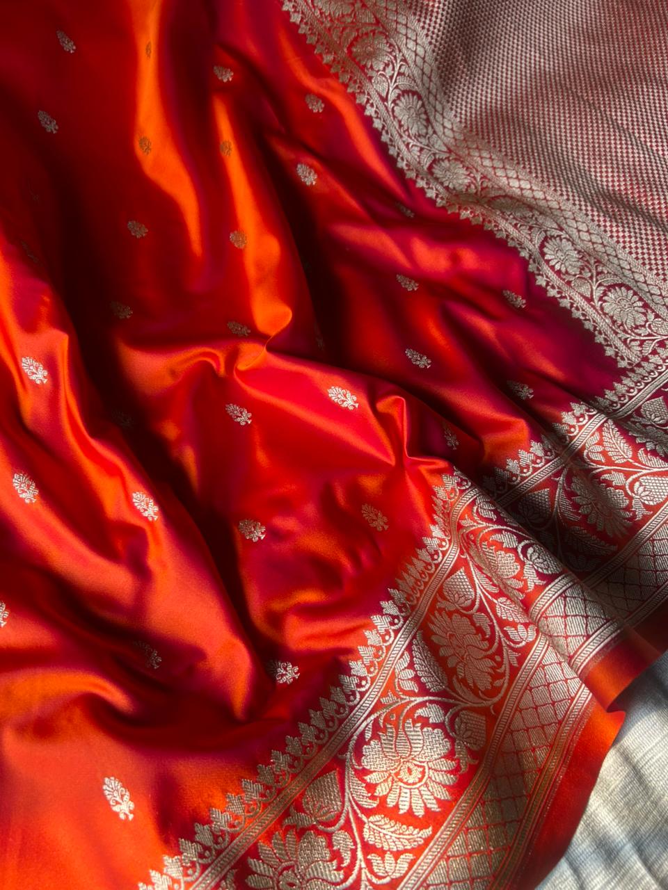 Samantha Celebrity Inspired Dual Shade Orange Saree | Soft Mashru Silk