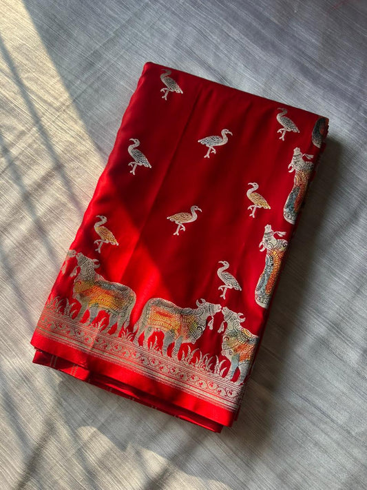 Royal Shikargah Meenakari Bail Design Banarasi Saree