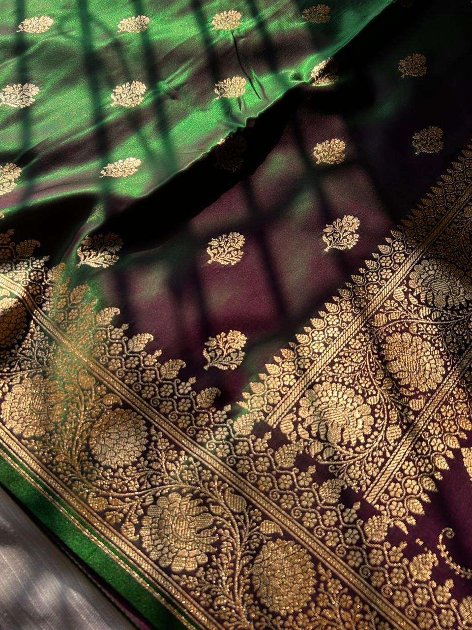 Royal Blueberry Satin Silk Banarasi Saree