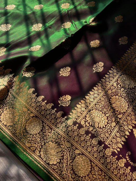 Royal Blueberry Satin Silk Banarasi Saree