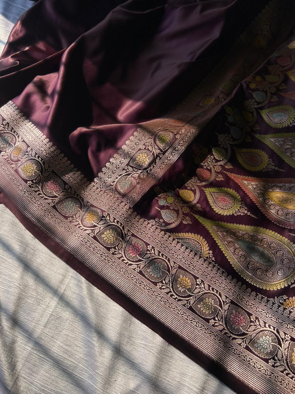 Hath Rang Chocolate Color Mahsru Silk Saree