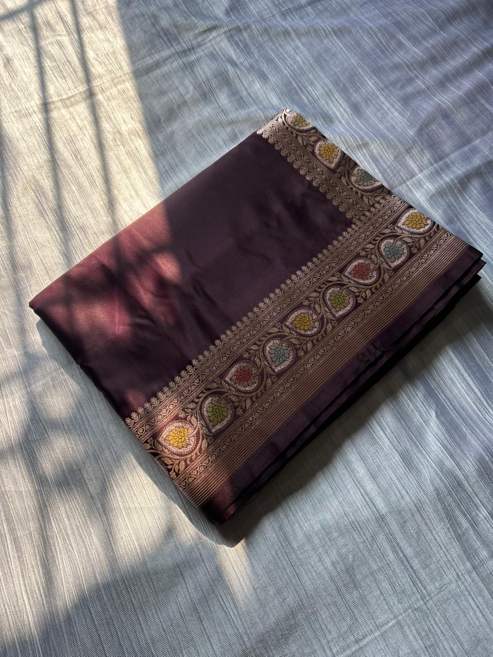 Hath Rang Chocolate Color Mahsru Silk Saree