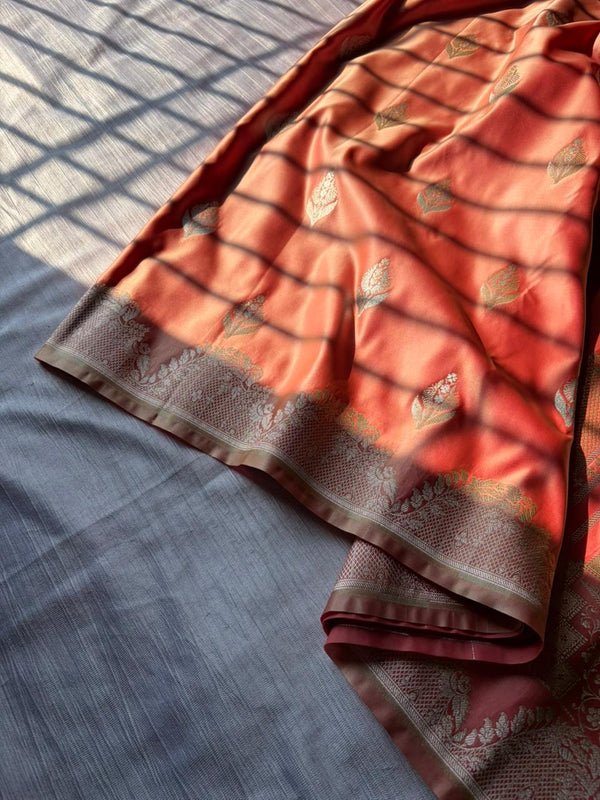 Peach Sona Rupa Saree In Premium Mashru Silk