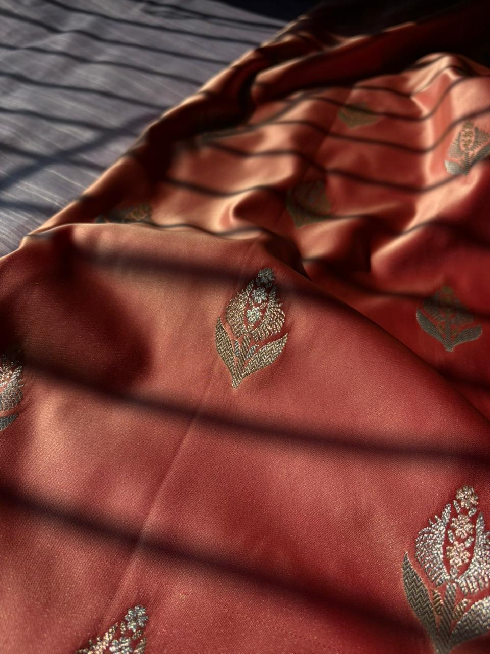 Peach Sona Rupa Saree In Premium Mashru Silk