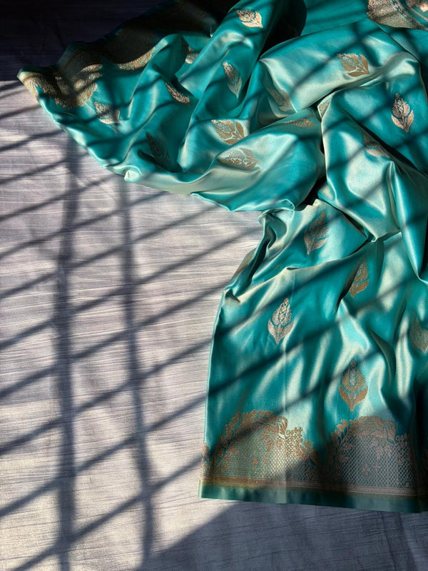 Ice Blue Sona Rupa Saree In Premium Mashru Silk