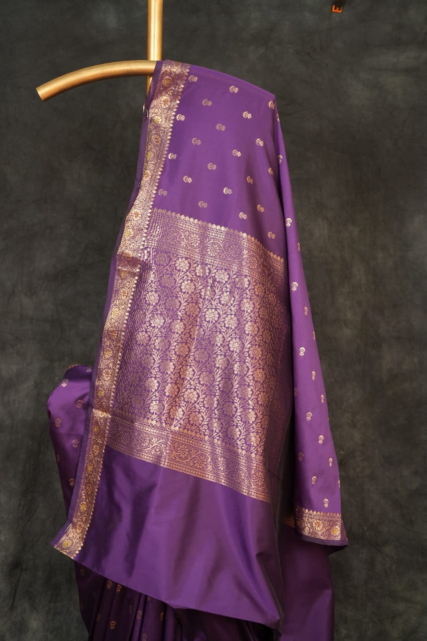 Purple Satin Silk Paithani Saree – Traditional Elegance with a Regal Touch
