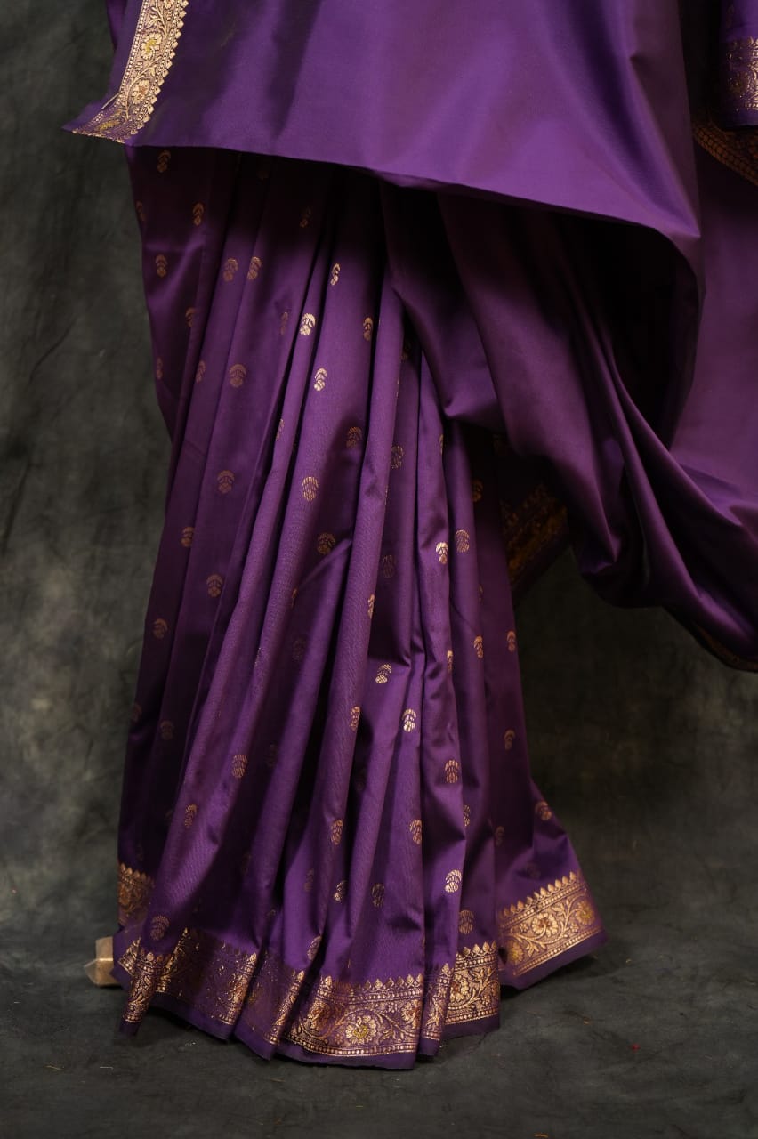 Purple Satin Silk Paithani Saree – Traditional Elegance with a Regal Touch