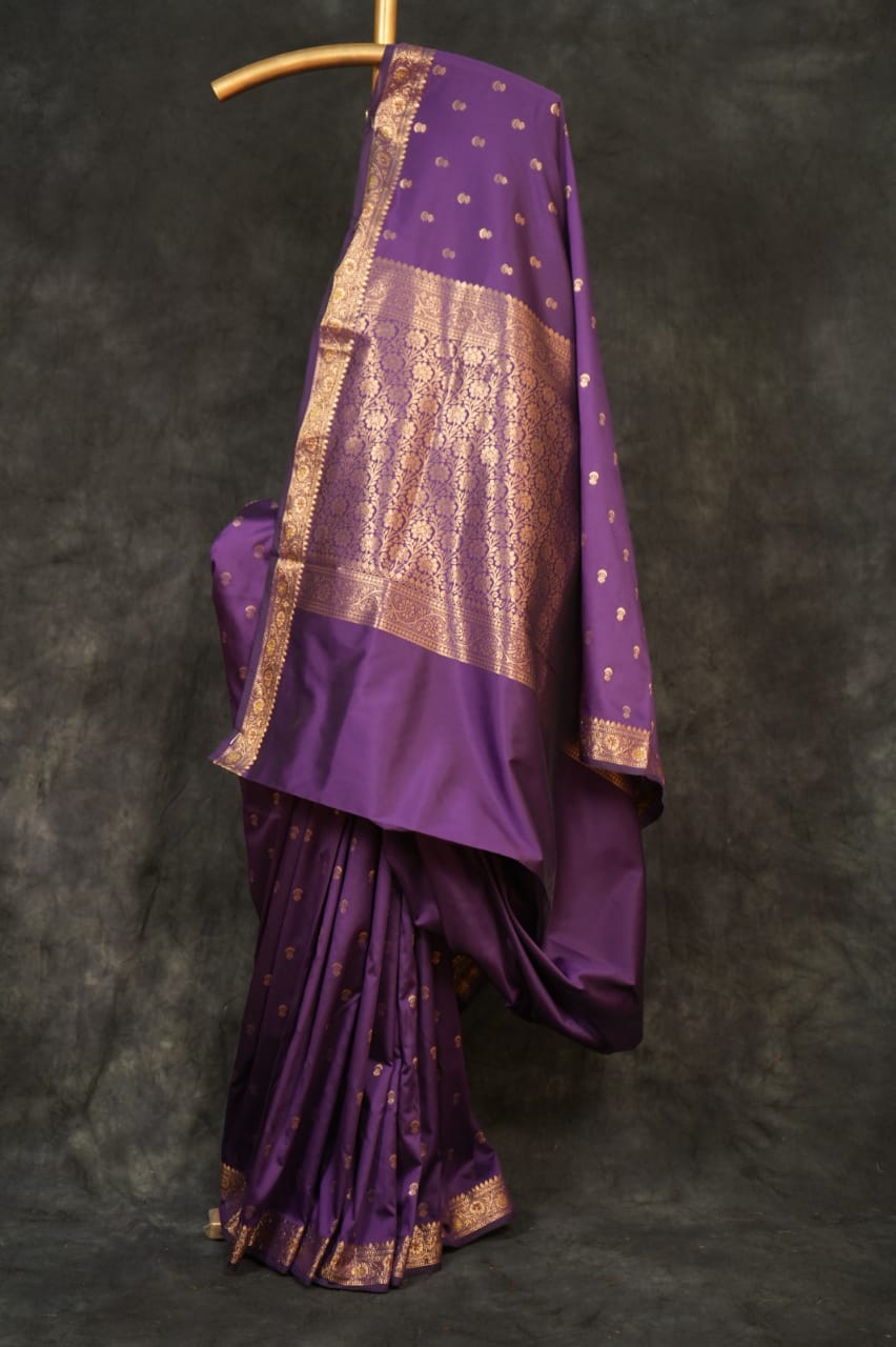 Purple Satin Silk Paithani Saree – Traditional Elegance with a Regal Touch