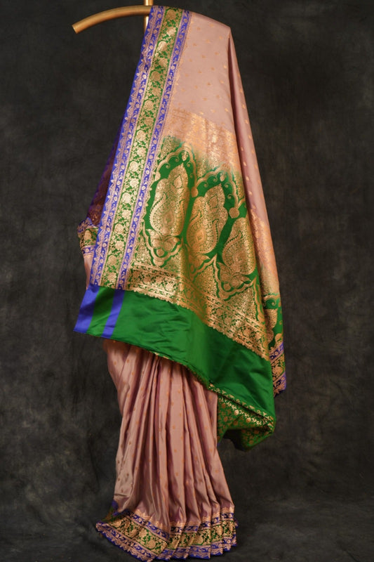 3D Dye Lavender Saree in Katan Satin Silk with Traditional Butti Design