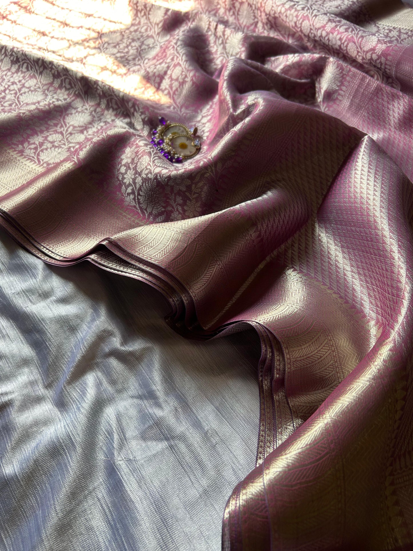 Baby Pink Tissue Banarasi Kanjivaram Saree