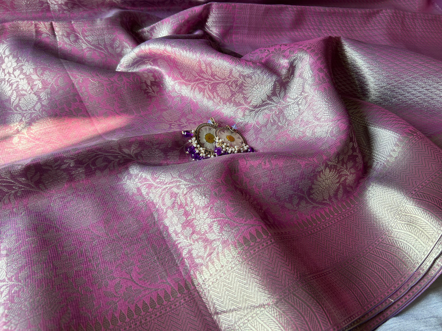 Baby Pink Tissue Banarasi Kanjivaram Saree