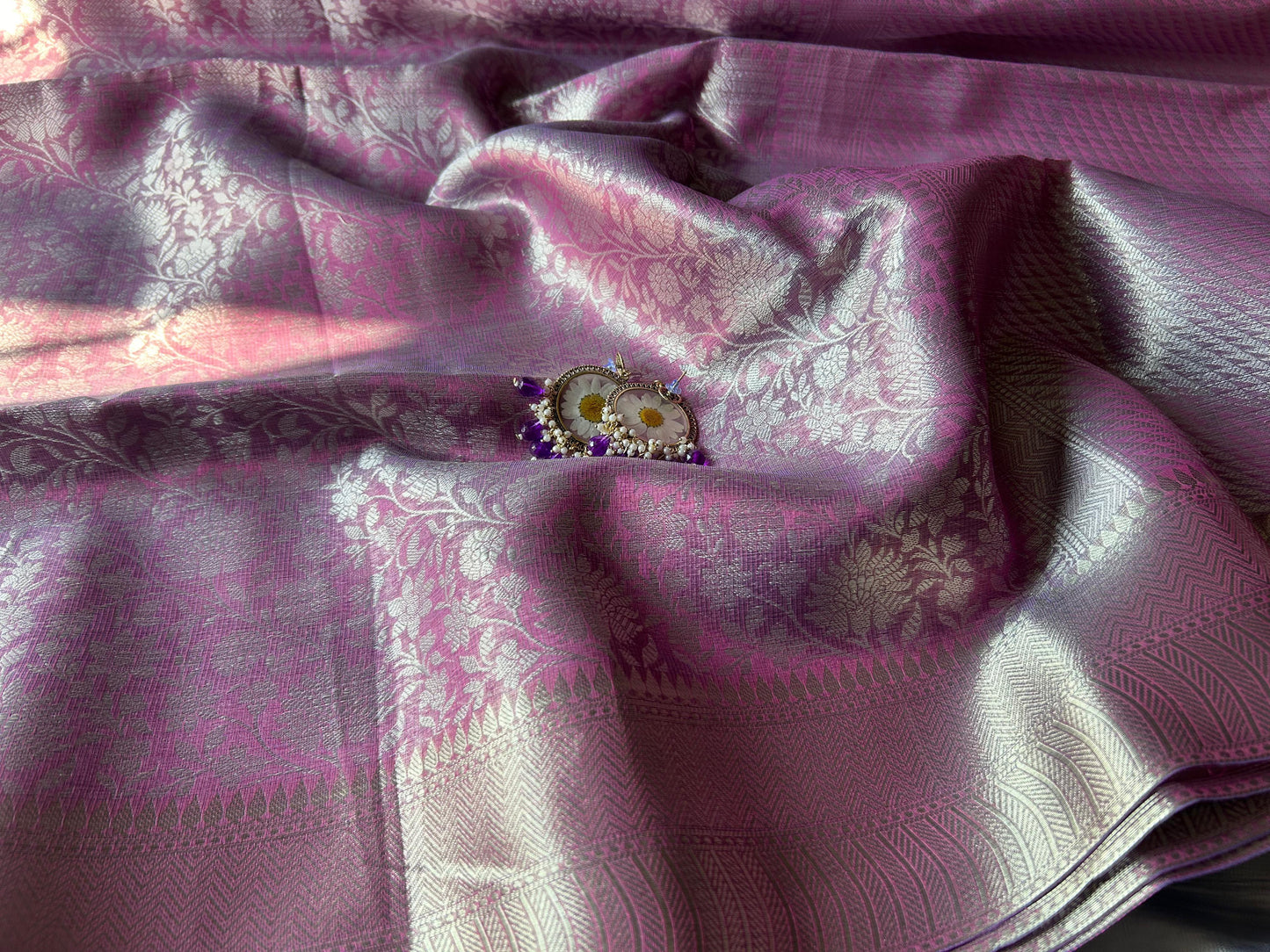 Baby Pink Tissue Banarasi Kanjivaram Saree