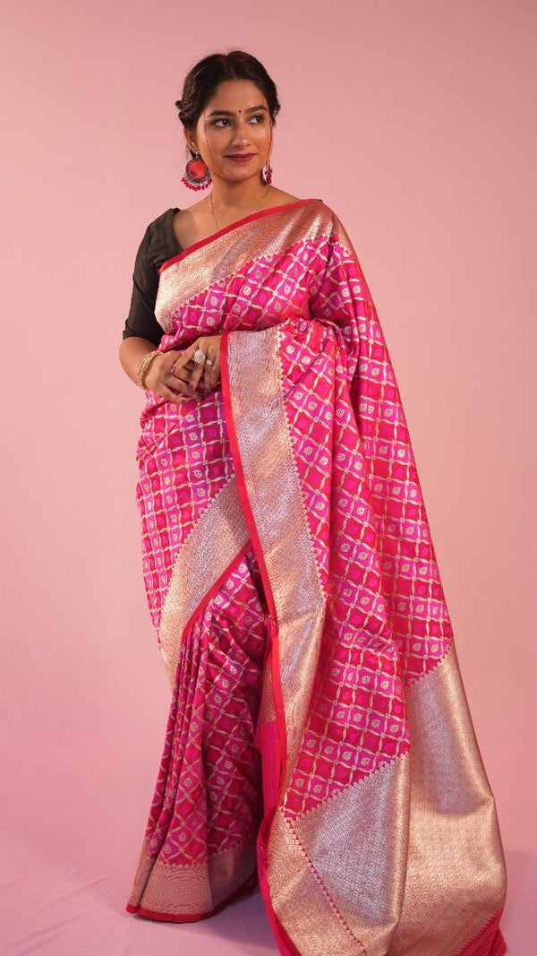 Hot pink rang kart saree