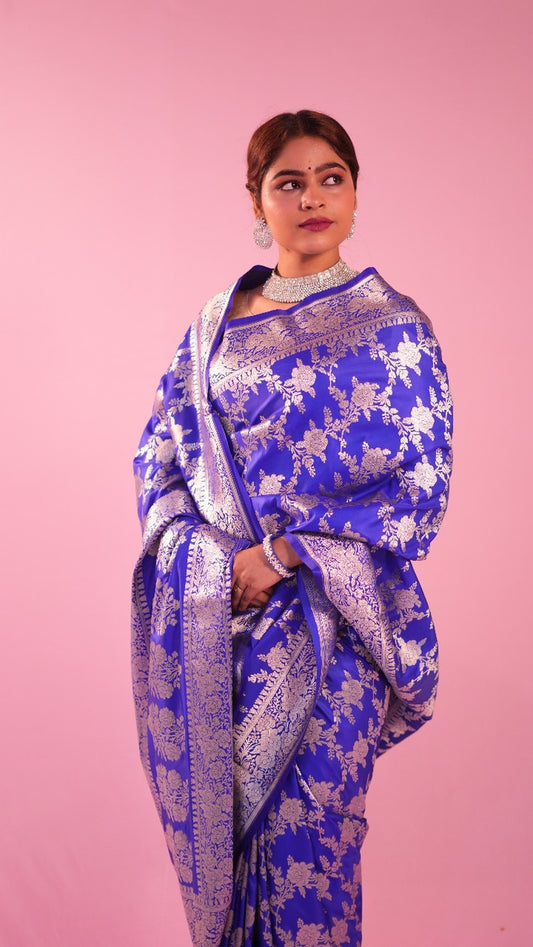 Banarasi Royal Blue Persian Jall
