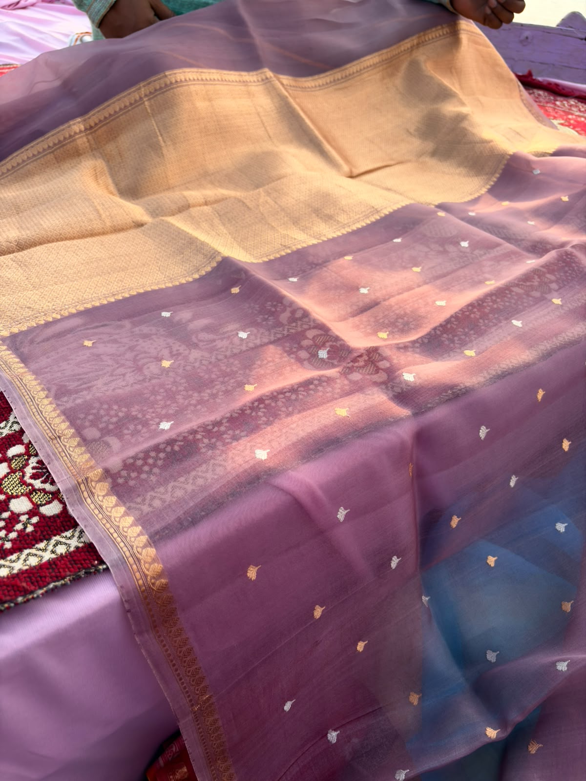 Rekha-Inspired Pure Organza Saree | Choti Butti Weaving | Brocade Zari Pallu